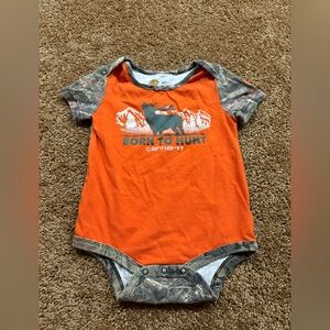 Carhartt Orange and Camouflage Hunting Themed Onesie